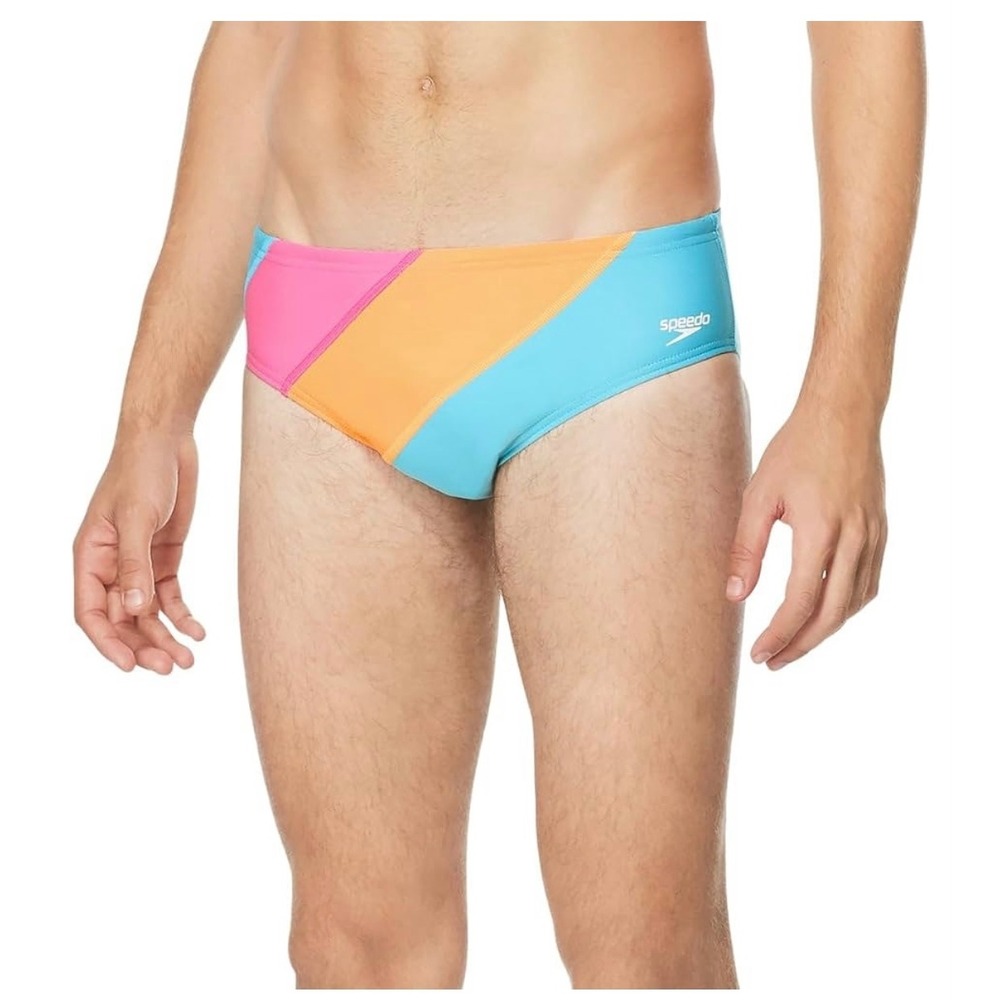 NEW Speedo Swim Brief Mens 26 Pink Glo Vibe Collection Eco Endurance 7052151